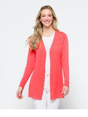 Women's Open-Front Coral Cardigan Sweater